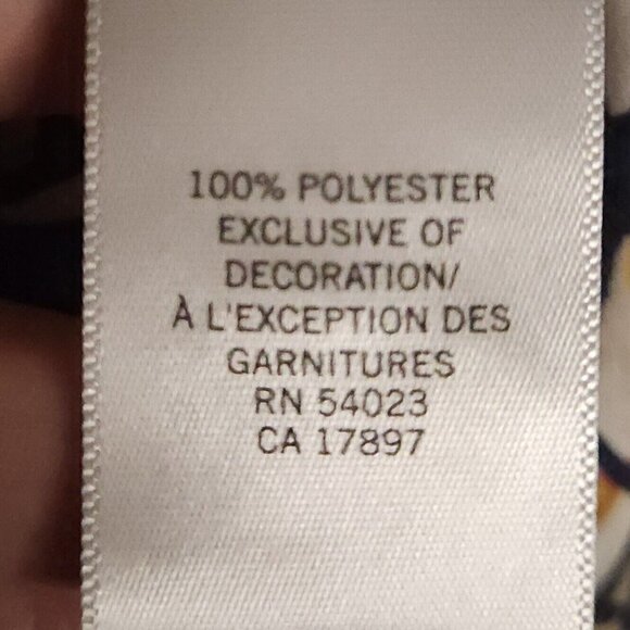 Banana Republic Silky Leaf Print Cream Navy Top Small - Picture 5 of 6